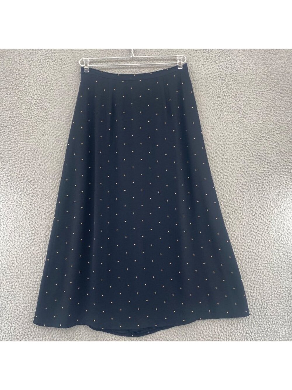 Talbots Skirt Womens 8 Petite Vintage Black Polka Dots Silk Midi A Line Career